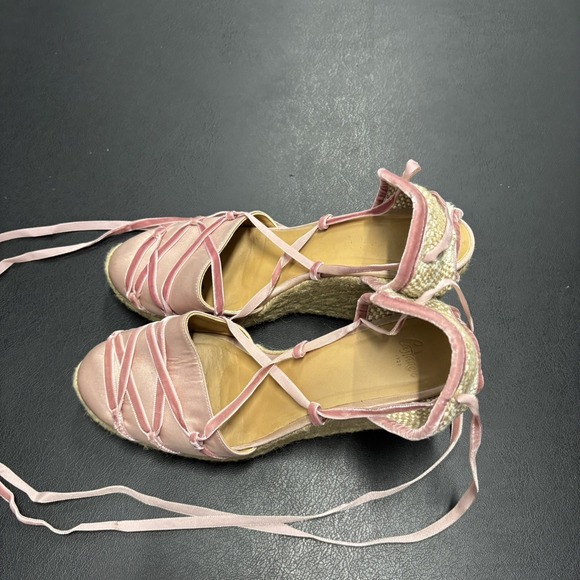 RARE Casteñer Chiti Pink Silk Ballet Espadrilles Shoes Size 40 Made in Spain - Picture 3 of 7